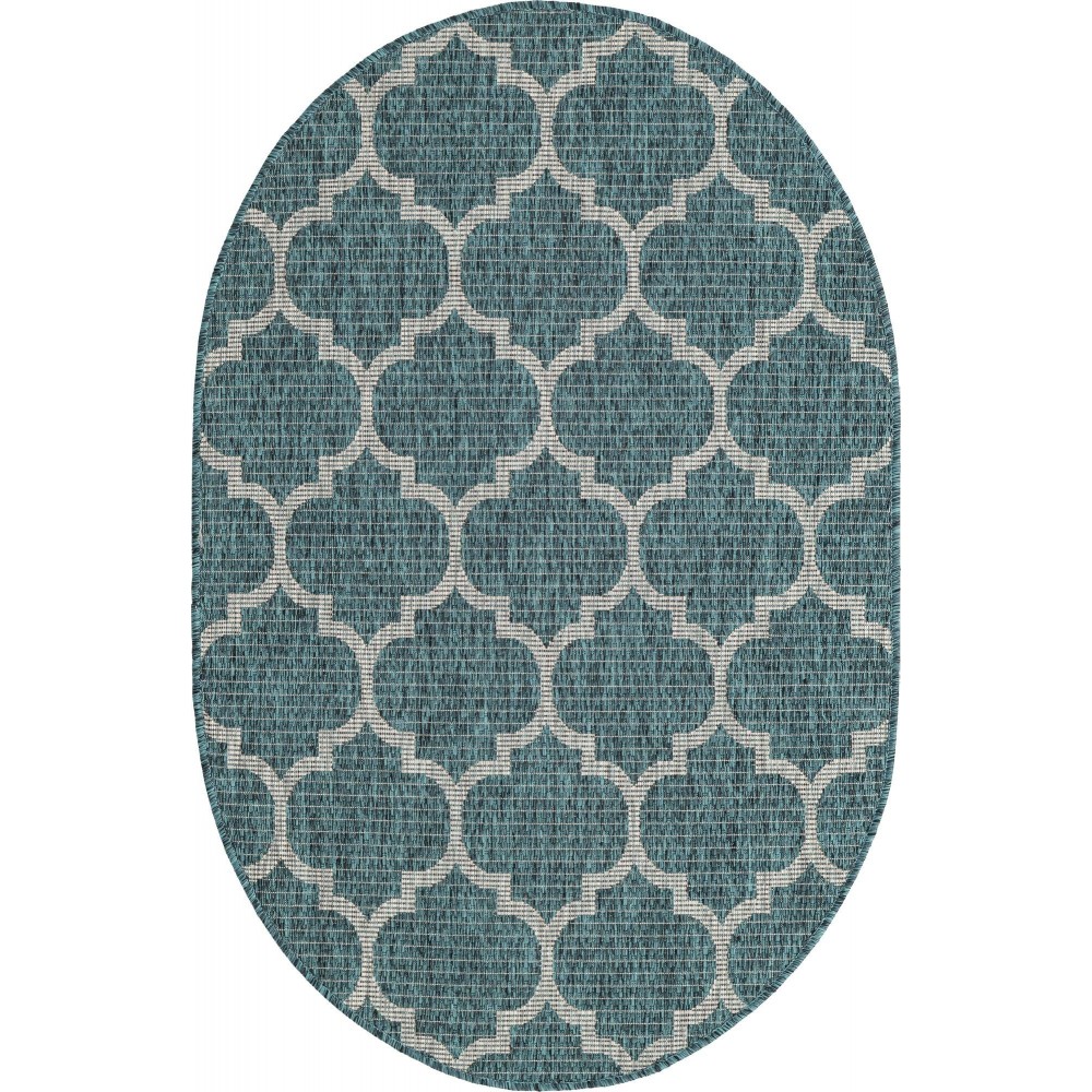 Rug Unique Loom Outdoor Trellis Teal Oval 3' 3 x 5' 3 Rug Unique Loom Outdoor Trellis Teal Oval 3' 3 x 5' 3