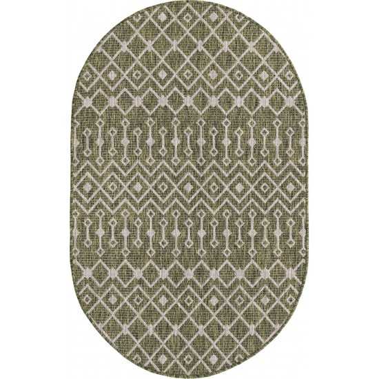 Rug Unique Loom Outdoor Trellis Green Oval 3' 3 x 5' 3