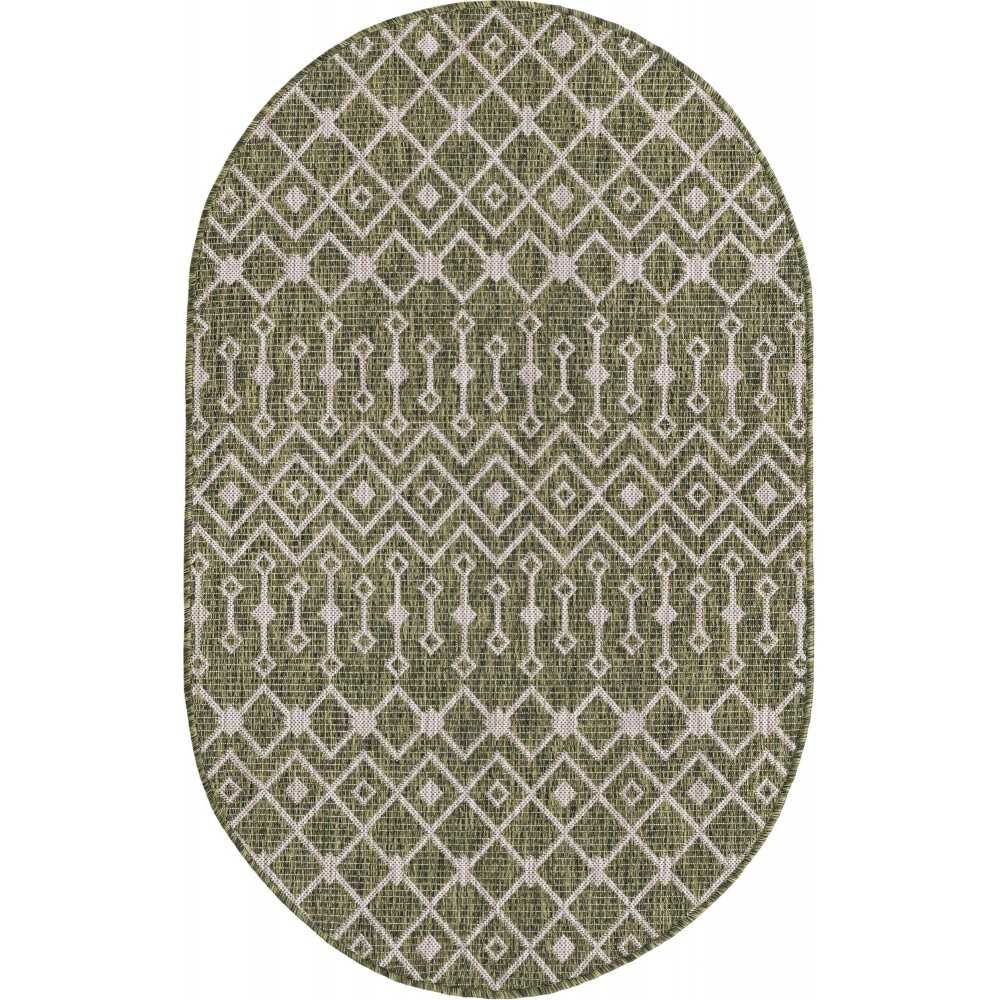 Rug Unique Loom Outdoor Trellis Green Oval 3' 3 x 5' 3