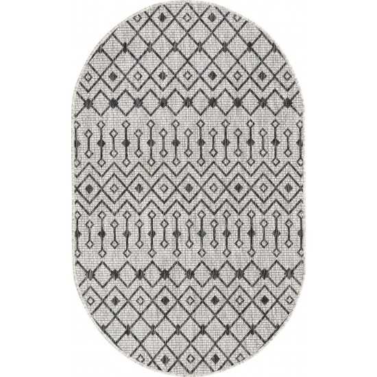 Rug Unique Loom Outdoor Trellis Light Gray Oval 3' 3 x 5' 3