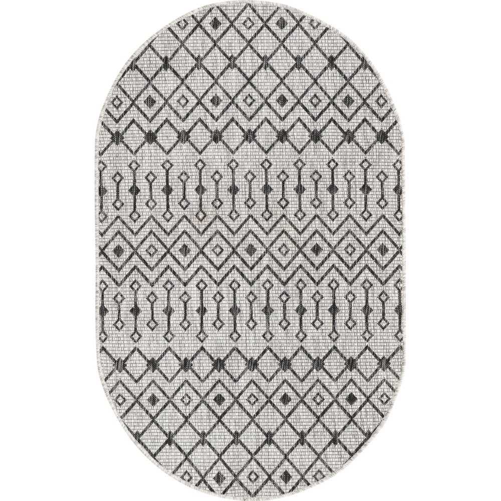 Rug Unique Loom Outdoor Trellis Light Gray Oval 3' 3 x 5' 3 Rug Unique Loom Outdoor Trellis Light Gray Oval 3' 3 x 5' 3