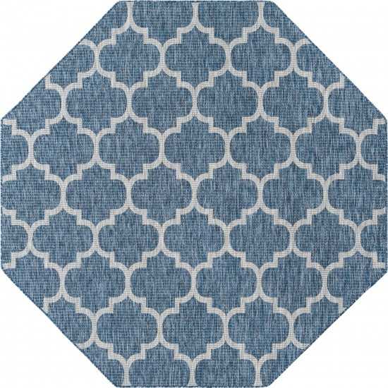 Rug Unique Loom Outdoor Trellis Navy Blue Octagon 8' 0 x 8' 0