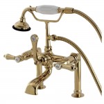 Aqua Vintage Heirloom Deck Mount Clawfoot Tub Faucet, Polished Brass