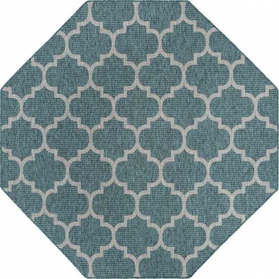 Rug Unique Loom Outdoor Trellis Teal Octagon 8' 0 x 8' 0