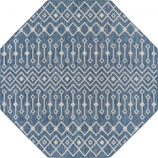 Rug Unique Loom Outdoor Trellis Blue Octagon 8' 0 x 8' 0