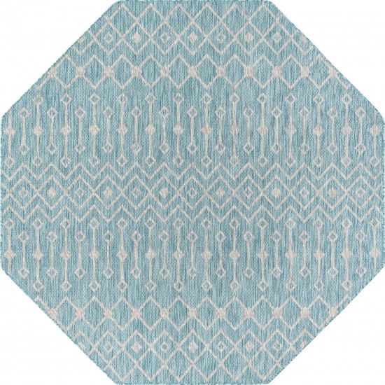 Rug Unique Loom Outdoor Trellis Aqua Blue Octagon 7' 10 x 7' 10