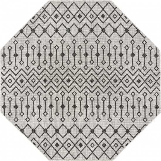 Rug Unique Loom Outdoor Trellis Light Gray Octagon 7' 10 x 7' 10