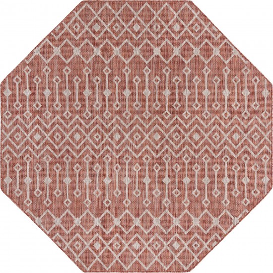 Rug Unique Loom Outdoor Trellis Rust Red Octagon 7' 10 x 7' 10