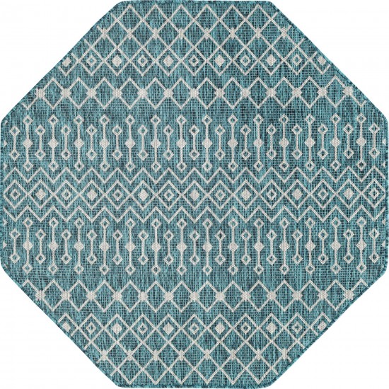 Rug Unique Loom Outdoor Trellis Teal Octagon 5' 3 x 5' 3