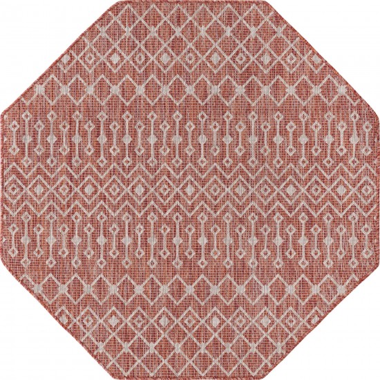 Rug Unique Loom Outdoor Trellis Rust Red Octagon 5' 3 x 5' 3