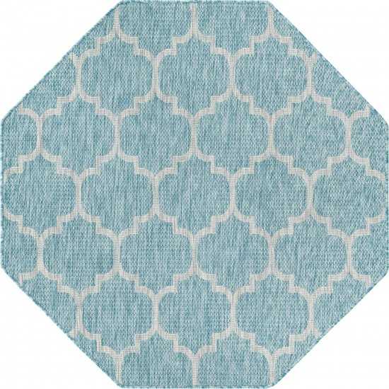 Rug Unique Loom Outdoor Trellis Aquamarine Octagon 5' 0 x 5' 0