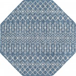 Rug Unique Loom Outdoor Trellis Blue Octagon 5' 0 x 5' 0