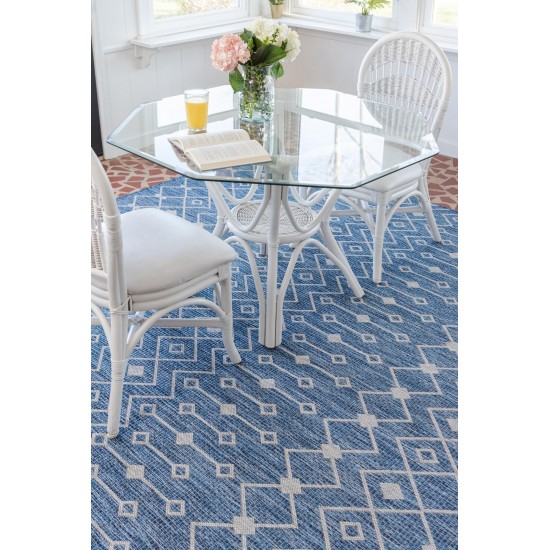 Rug Unique Loom Outdoor Trellis Blue Square 12' 0 x 12' 0