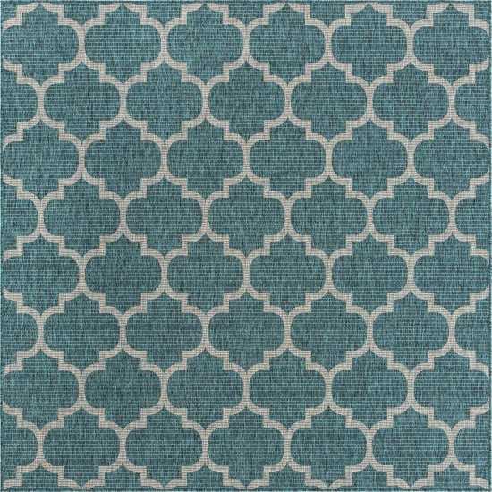 Rug Unique Loom Outdoor Trellis Teal Square 8' 0 x 8' 0