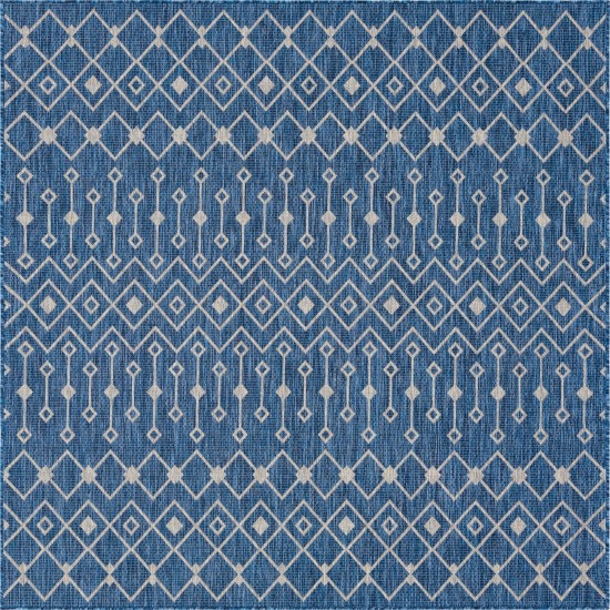 Rug Unique Loom Outdoor Trellis Blue Square 8' 0 x 8' 0