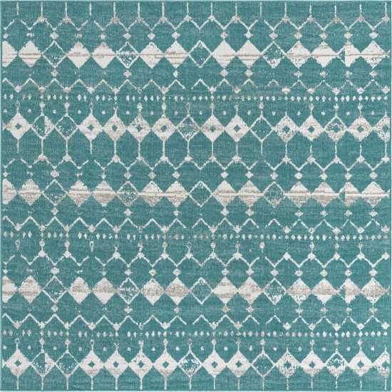 Rug Unique Loom Outdoor Trellis Teal Square 7' 10 x 7' 10