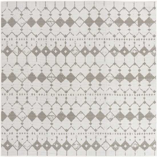 Rug Unique Loom Outdoor Trellis Ivory/Gray Square 7' 10 x 7' 10