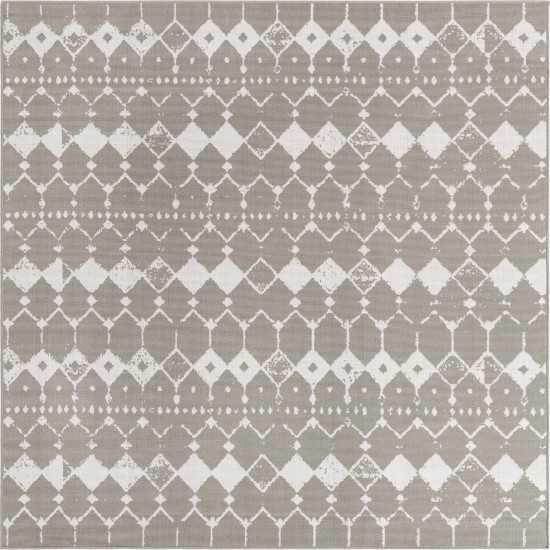 Rug Unique Loom Outdoor Trellis Gray Square 7' 10 x 7' 10