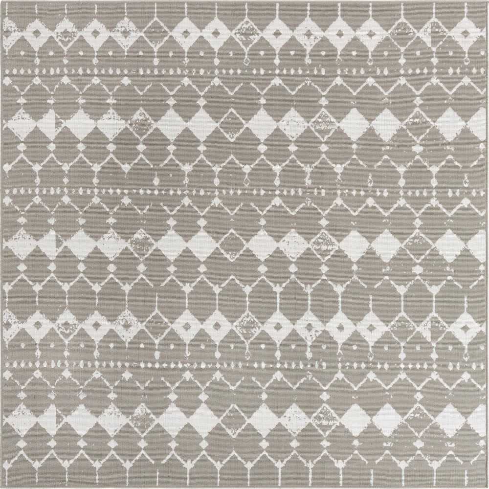 Rug Unique Loom Outdoor Trellis Gray Square 7' 10 x 7' 10