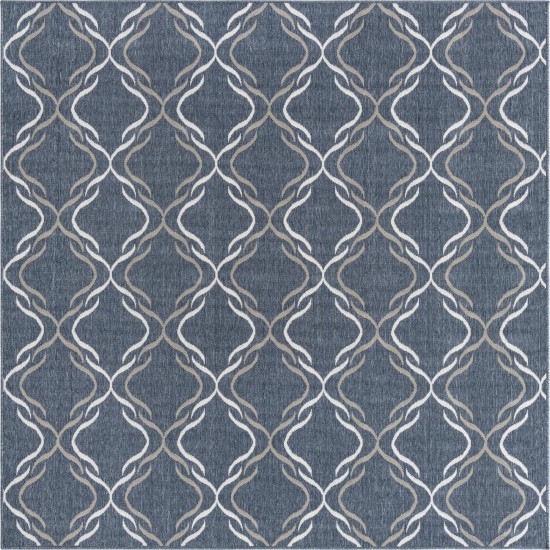 Rug Unique Loom Outdoor Trellis Navy Blue Square 7' 10 x 7' 10