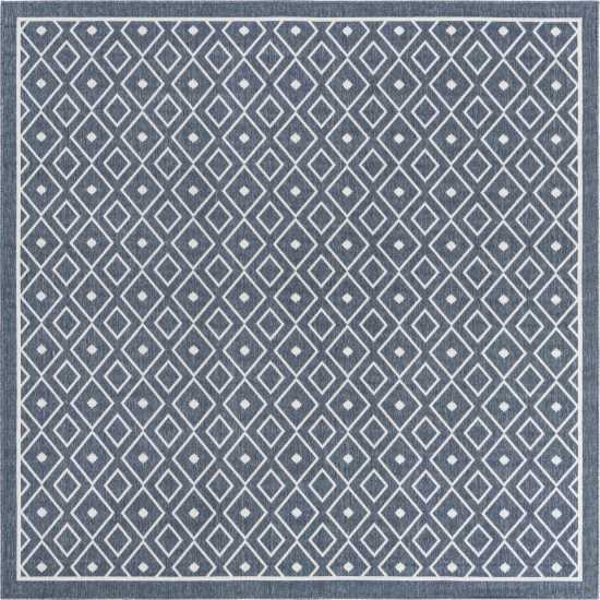 Rug Unique Loom Outdoor Trellis Navy Blue Square 7' 10 x 7' 10