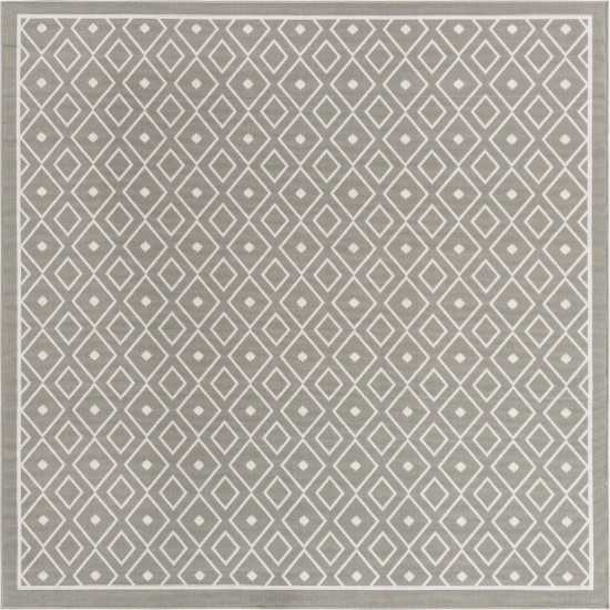 Rug Unique Loom Outdoor Trellis Gray Square 7' 10 x 7' 10