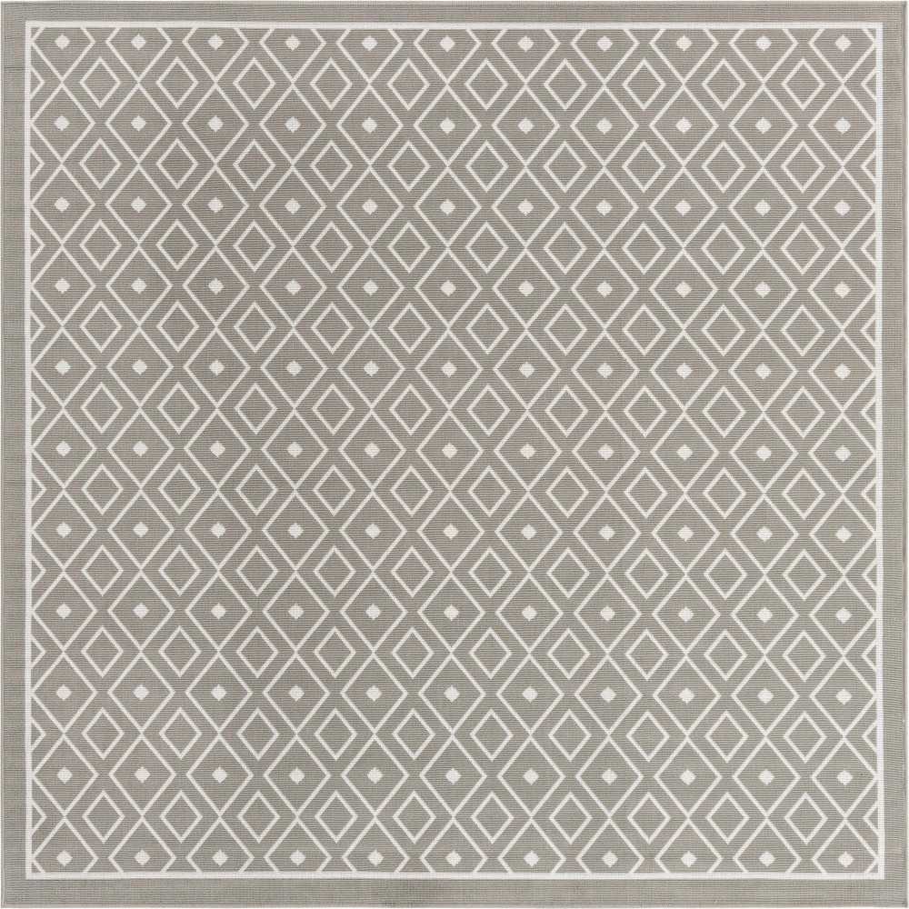 Rug Unique Loom Outdoor Trellis Gray Square 7' 10 x 7' 10