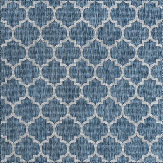 Rug Unique Loom Outdoor Trellis Navy Blue Square 7' 10 x 7' 10