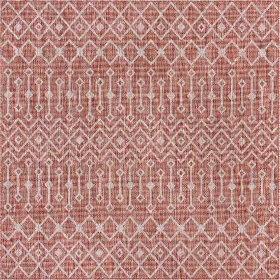 Rug Unique Loom Outdoor Trellis Rust Red Square 7' 10 x 7' 10