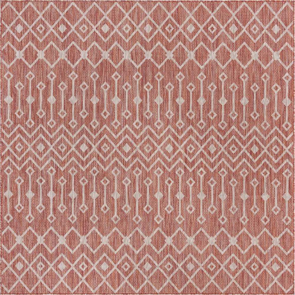 Rug Unique Loom Outdoor Trellis Rust Red Square 7' 10 x 7' 10