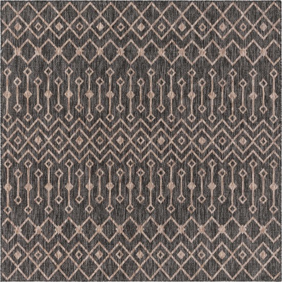 Rug Unique Loom Outdoor Trellis Charcoal Gray Square 7' 10 x 7' 10