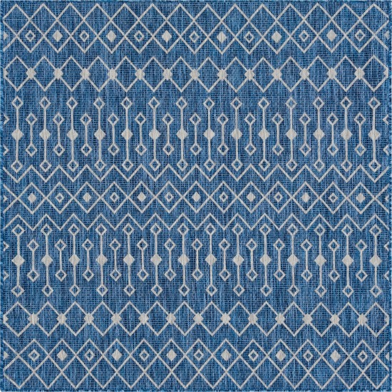 Rug Unique Loom Outdoor Trellis Blue Square 6' 0 x 6' 0