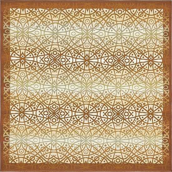 Rug Unique Loom Outdoor Trellis Beige/Brown Square 6' 0 x 6' 0