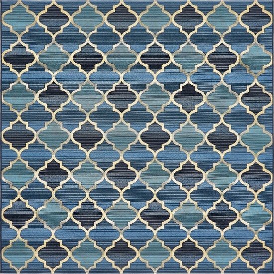 Rug Unique Loom Outdoor Trellis Blue Square 6' 0 x 6' 0