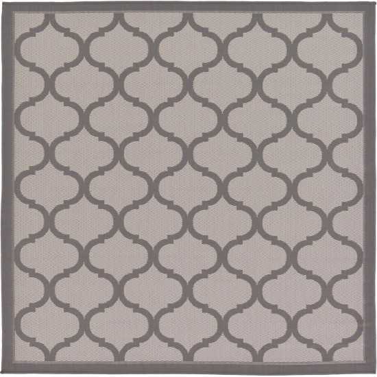 Rug Unique Loom Outdoor Trellis Gray Square 6' 0 x 6' 0