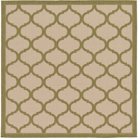 Rug Unique Loom Outdoor Trellis Olive Square 6' 0 x 6' 0