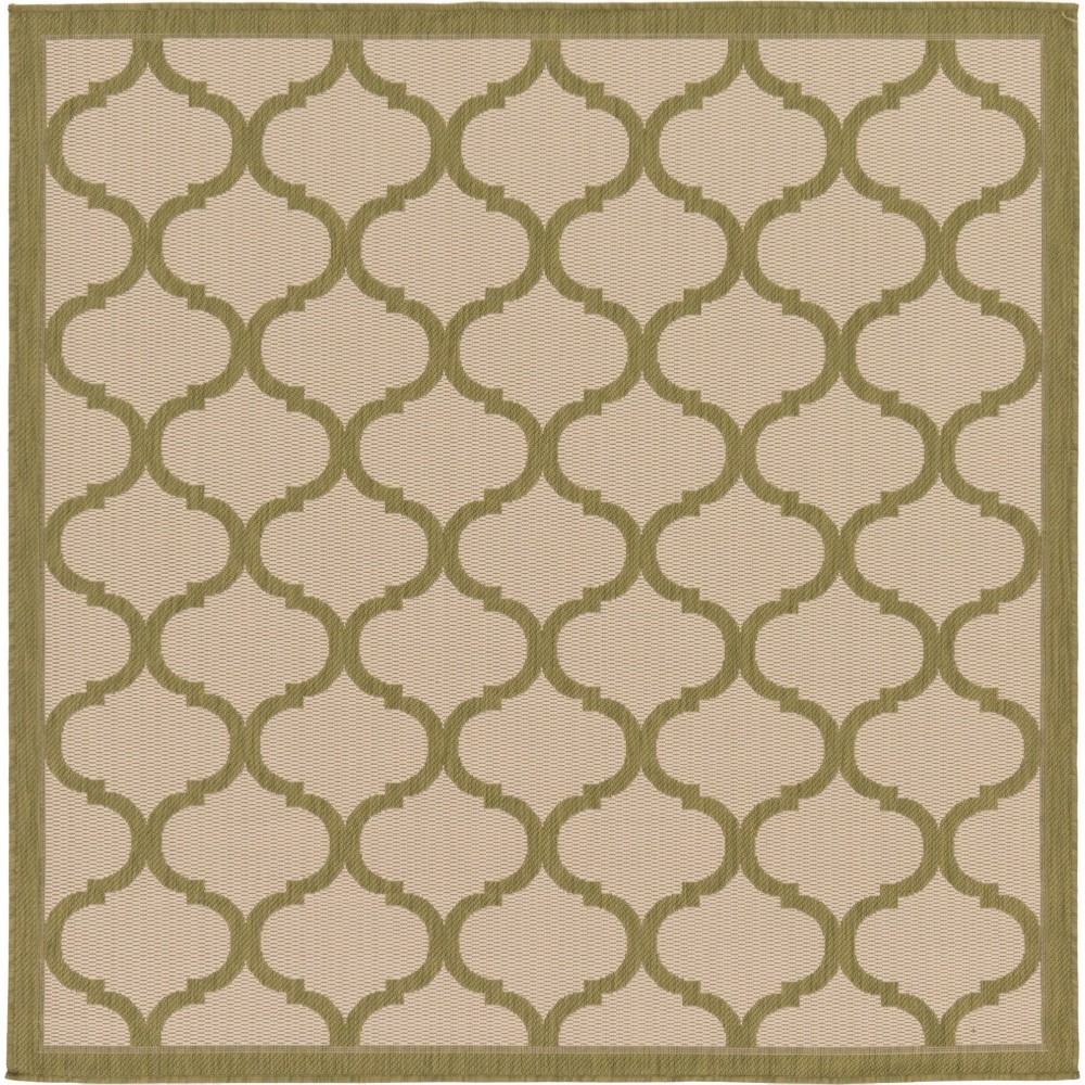 Rug Unique Loom Outdoor Trellis Olive Square 6' 0 x 6' 0