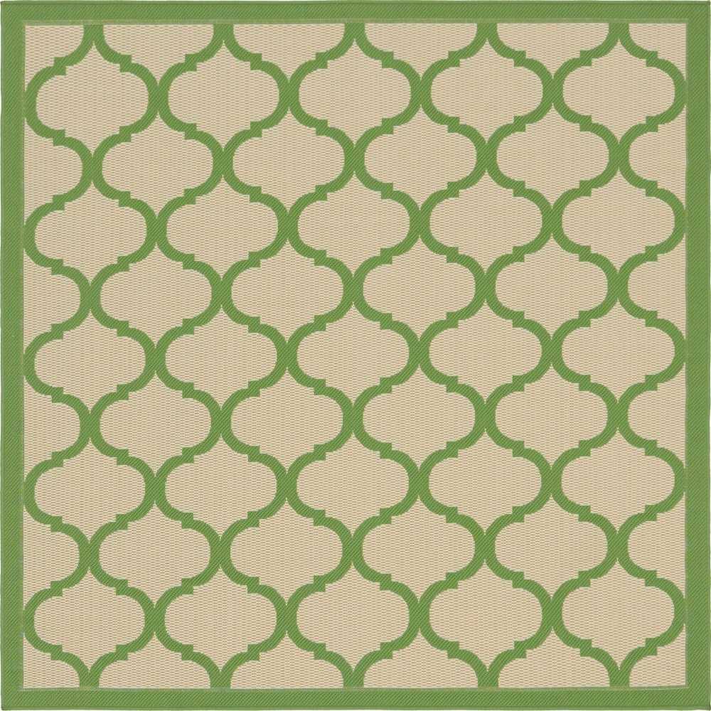 Rug Unique Loom Outdoor Trellis Green Square 6' 0 x 6' 0