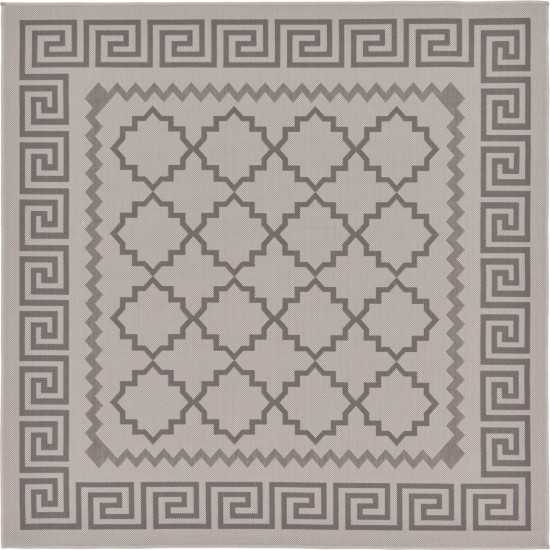 Rug Unique Loom Outdoor Trellis Gray Square 6' 0 x 6' 0