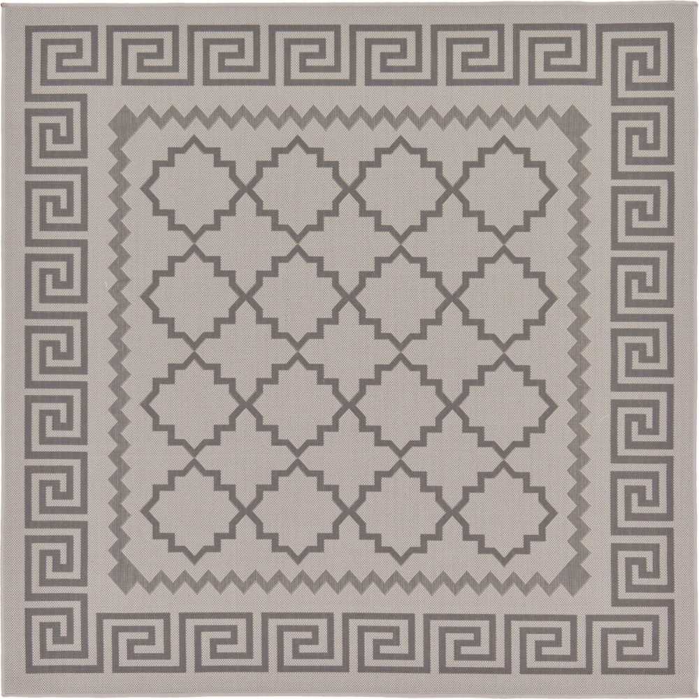 Rug Unique Loom Outdoor Trellis Gray Square 6' 0 x 6' 0