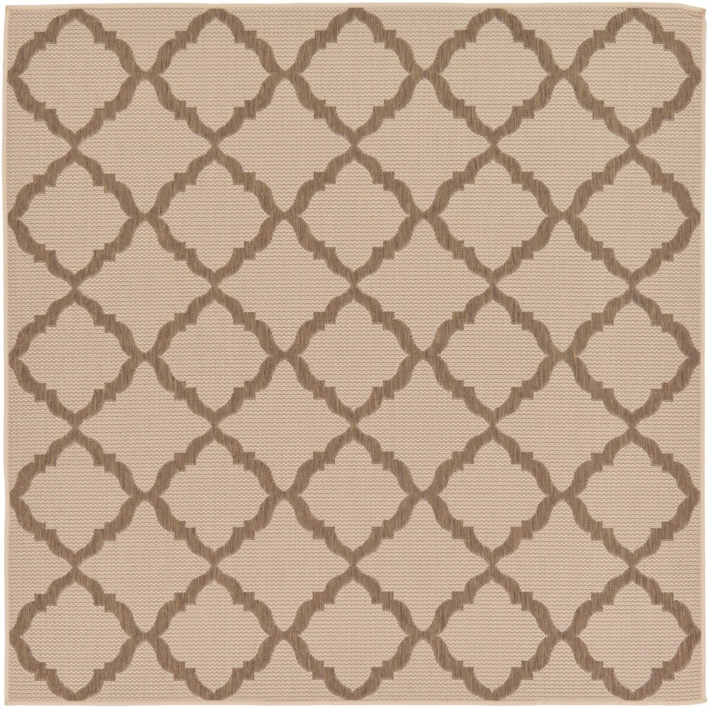 Rug Unique Loom Outdoor Trellis Beige Square 6' 0 x 6' 0