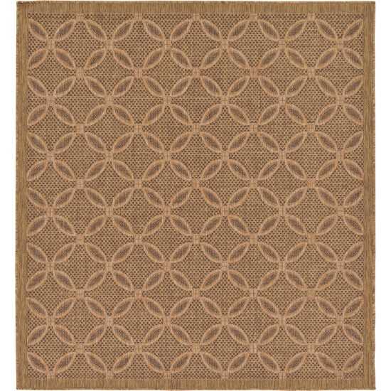 Rug Unique Loom Outdoor Trellis Light Brown Square 6' 0 x 6' 0