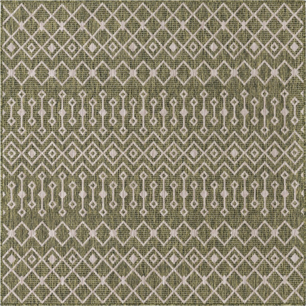 Rug Unique Loom Outdoor Trellis Green Square 5' 3 x 5' 3