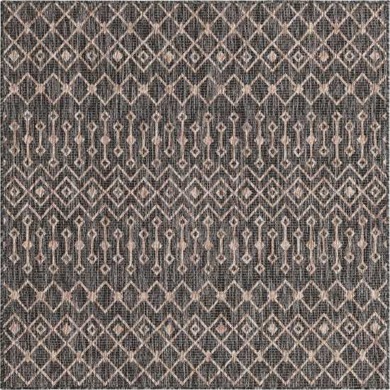 Rug Unique Loom Outdoor Trellis Charcoal Gray Square 5' 3 x 5' 3