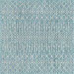 Rug Unique Loom Outdoor Trellis Aqua Blue Square 5' 3 x 5' 3