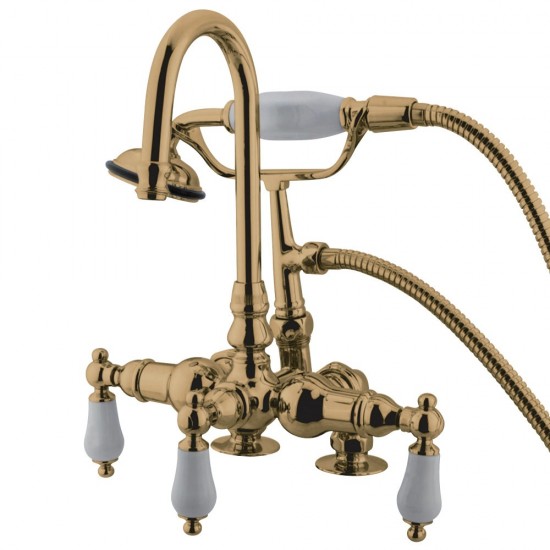 Kingston Brass Vintage 3-3/8-Inch Deck Mount Tub Faucet, Polished Brass