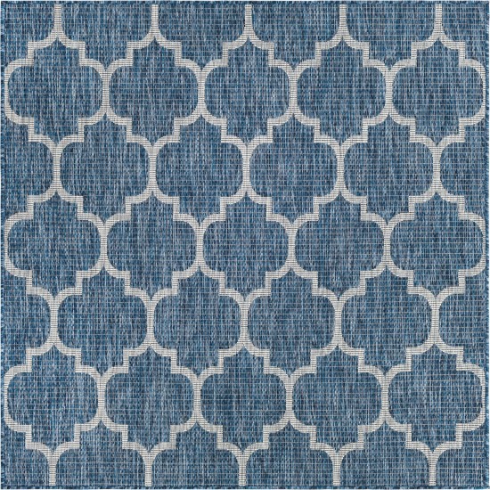 Rug Unique Loom Outdoor Trellis Navy Blue Square 5' 0 x 5' 0