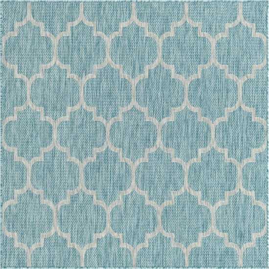 Rug Unique Loom Outdoor Trellis Aquamarine Square 5' 0 x 5' 0