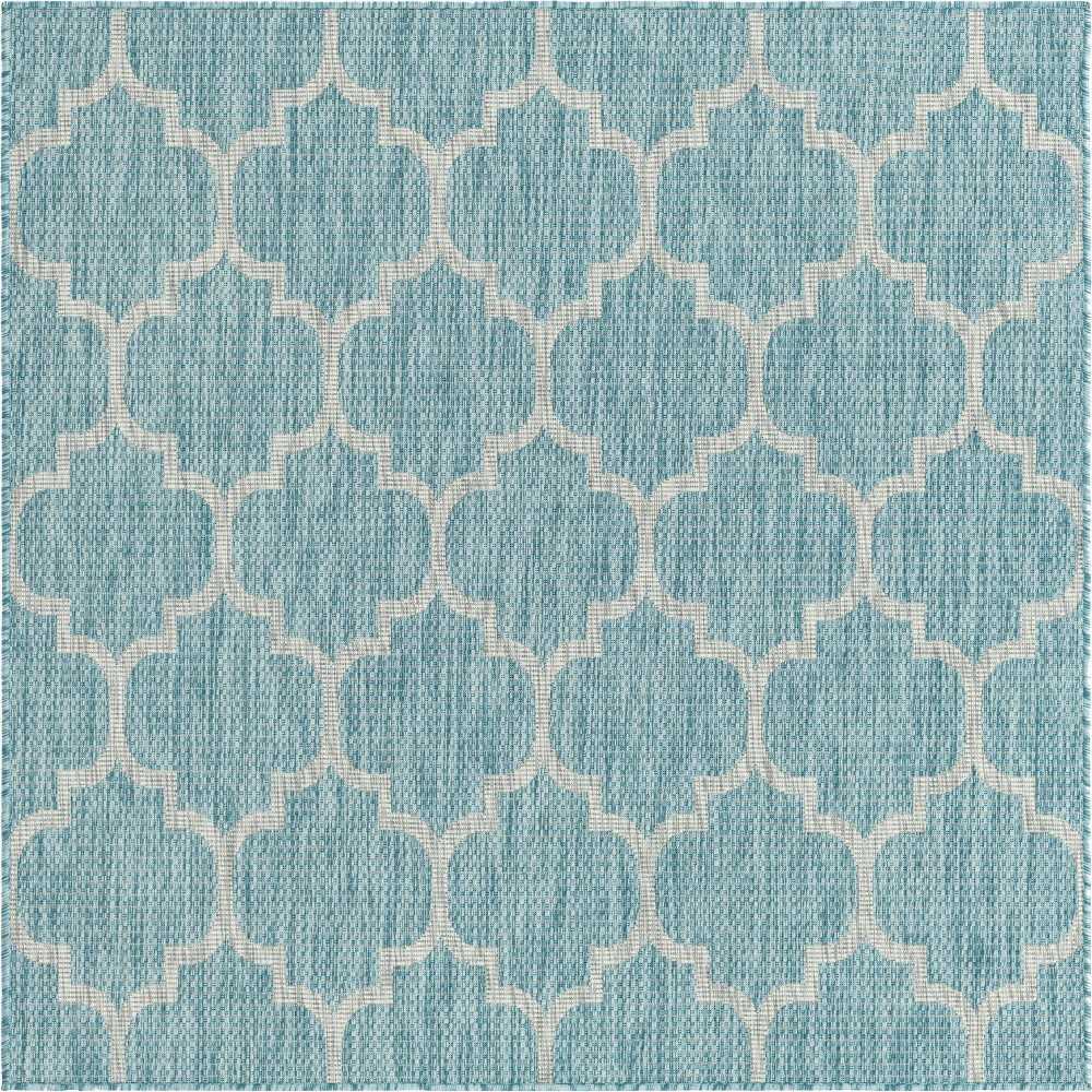 Rug Unique Loom Outdoor Trellis Aquamarine Square 5' 0 x 5' 0 Rug Unique Loom Outdoor Trellis Aquamarine Square 5' 0 x 5' 0