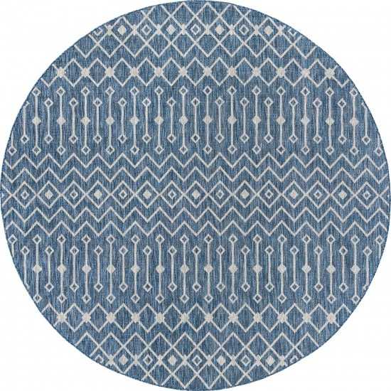 Rug Unique Loom Outdoor Trellis Blue Round 10' 0 x 10' 0